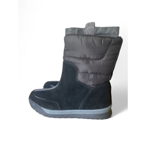 Lands’ End Women 9 Black Suede Winter Boots Quilted Pullon Lined Excellent Cond. - Picture 1 of 8